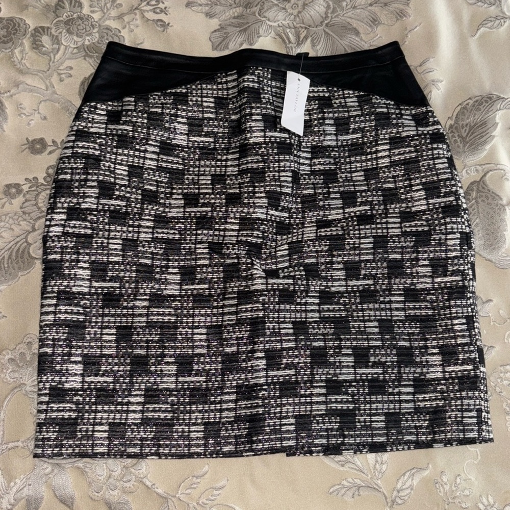 NWT Ann Taylor Tweed Leather Pencil Skirt